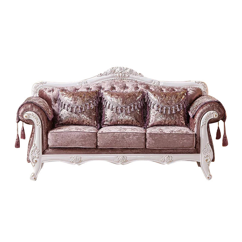 French Country Standard Rolled Arm Settee Tufted Back Couch for Three People Pink Clearhalo 'furn' 'furn_sofas' 'Furniture' 'furniture_sofas' 'Living Room Furniture' 'Sofa' 'sofas' 4919027