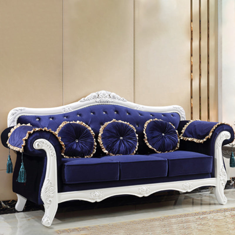 French Country Standard Rolled Arm Settee Tufted Back Couch for Three People Royal Blue Clearhalo 'furn' 'furn_sofas' 'Furniture' 'furniture_sofas' 'Living Room Furniture' 'Sofa' 'sofas' 4919028