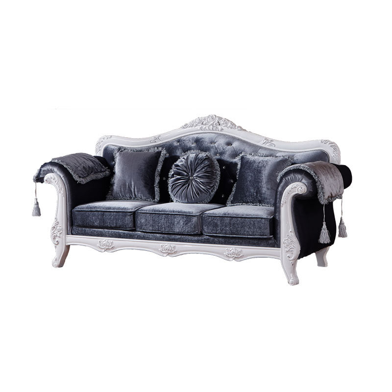 French Country Standard Rolled Arm Settee Tufted Back Couch for Three People Navy Clearhalo 'furn' 'furn_sofas' 'Furniture' 'furniture_sofas' 'Living Room Furniture' 'Sofa' 'sofas' 4919031