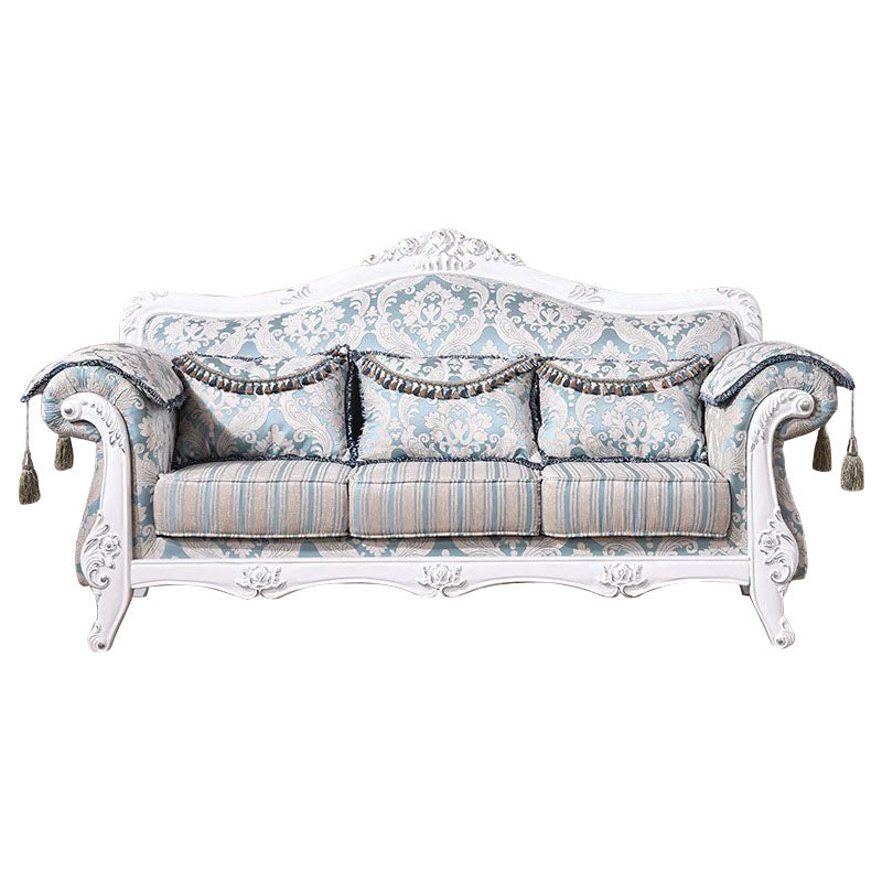 French Country Standard Rolled Arm Settee Tufted Back Couch for Three People Lake Blue Clearhalo 'furn' 'furn_sofas' 'Furniture' 'furniture_sofas' 'Living Room Furniture' 'Sofa' 'sofas' 4919032
