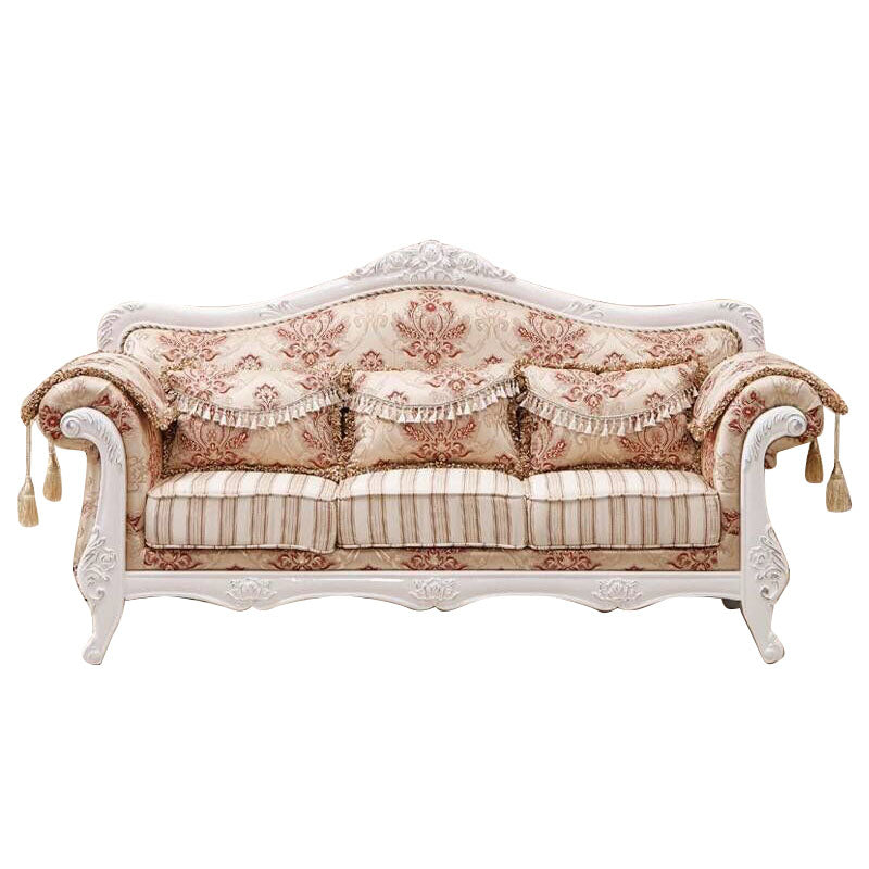 French Country Standard Rolled Arm Settee Tufted Back Couch for Three People Orange Yellow Clearhalo 'furn' 'furn_sofas' 'Furniture' 'furniture_sofas' 'Living Room Furniture' 'Sofa' 'sofas' 4919036