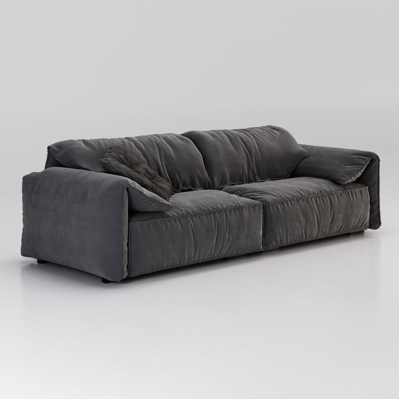 Stain-Resistant Faux Leather Sofa 2-seater Pillow Top Arm Couch Grey Clearhalo 'furn' 'furn_sofas' 'Furniture' 'furniture_sofas' 'Living Room Furniture' 'Sofa' 'sofas' 4919049