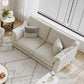 Scandinavian Upholstered Faux Leather Sofa Beige Sewn Pillow Back Couch 75"L x 31"W x 35"H Memory Foam Clearhalo 'furn' 'furn_sofas' 'Furniture' 'furniture_sofas' 'Living Room Furniture' 'Sofa' 'sofas' 4919060