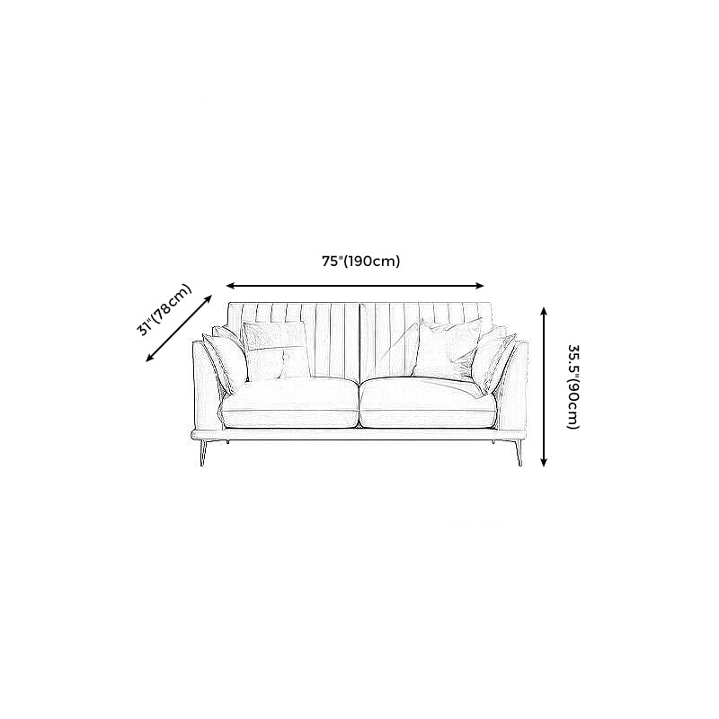 Scandinavian Upholstered Faux Leather Sofa Beige Sewn Pillow Back Couch Clearhalo 'furn' 'furn_sofas' 'Furniture' 'furniture_sofas' 'Living Room Furniture' 'Sofa' 'sofas' 4919068