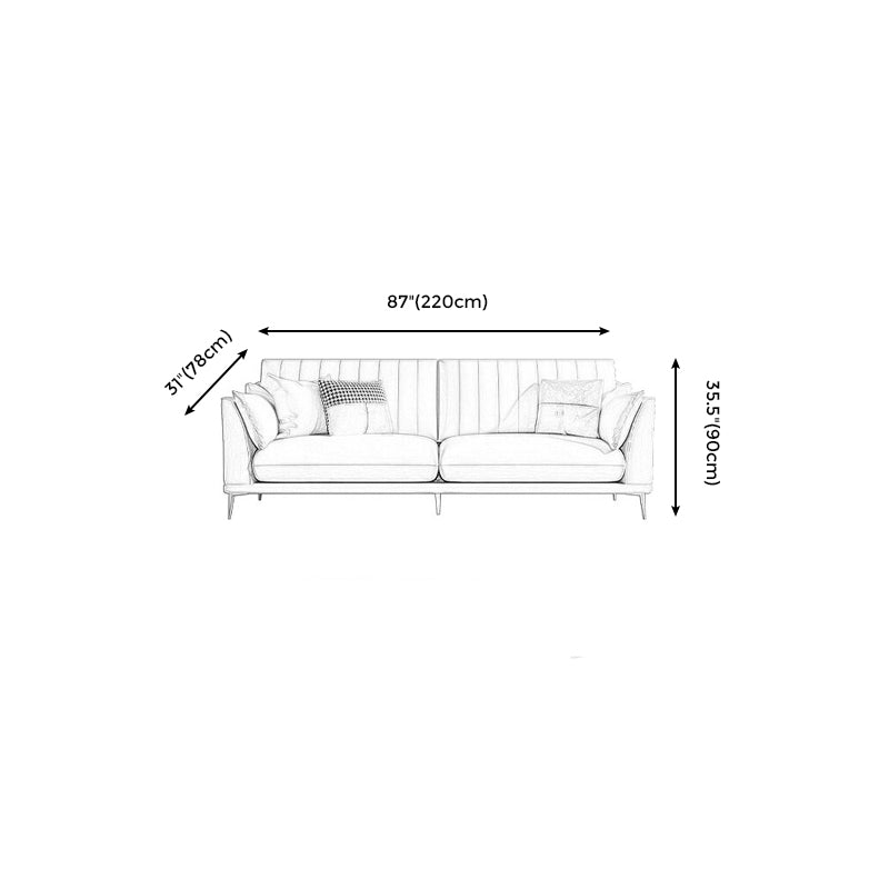 Scandinavian Upholstered Faux Leather Sofa Beige Sewn Pillow Back Couch Clearhalo 'furn' 'furn_sofas' 'Furniture' 'furniture_sofas' 'Living Room Furniture' 'Sofa' 'sofas' 4919069