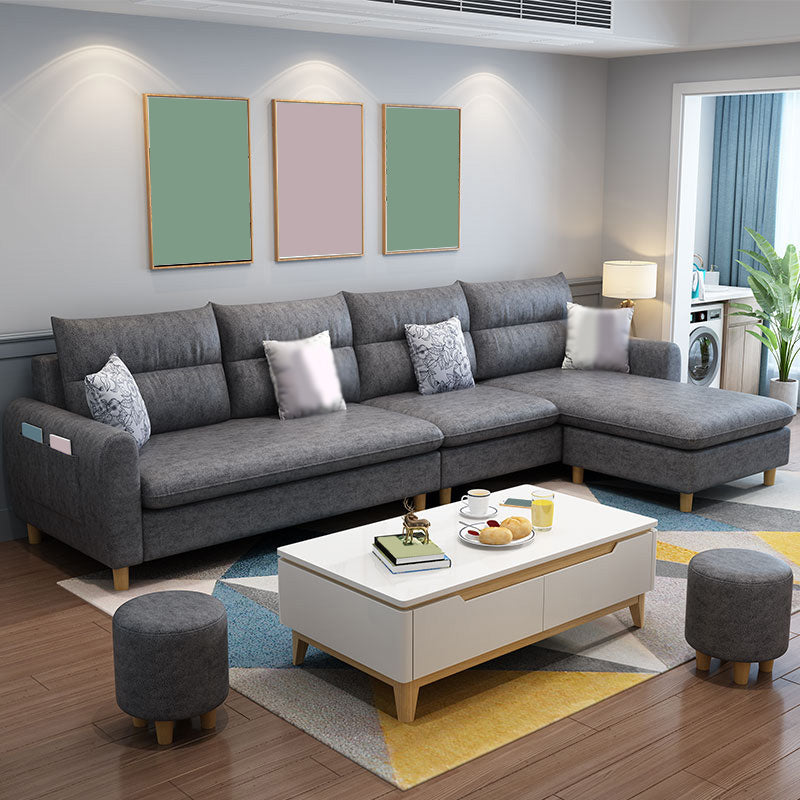 106.3" W √ó 55.9" D √ó 33.5" H High Back Square Arm Sectional with Storage Dark Gray Latex Clearhalo 'furn' 'furn_sectionals' 'Furniture' 'furniture_sectionals' 'Living Room Furniture' 'Sectionals' 4919075