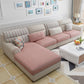 Recessed Arm Sofa and Chaise L-Shape Pillow Back Cushion Sectional Cotton Blend Pink Clearhalo 'furn' 'furn_sectionals' 'Furniture' 'furniture_sectionals' 'Living Room Furniture' 'Sectionals' 4919103
