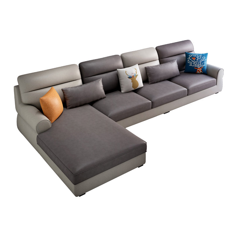 Recessed Arm Sofa and Chaise L-Shape Pillow Back Cushion Sectional Clearhalo 'furn' 'furn_sectionals' 'Furniture' 'furniture_sectionals' 'Living Room Furniture' 'Sectionals' 4919116