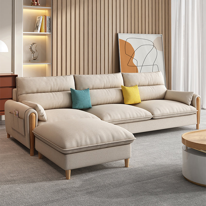 Modern Linen Sofa Cream Sectional with Removable Cushions for Apartment 106"L x 57"W x 35"H Latex Clearhalo 'furn' 'furn_sectionals' 'Furniture' 'furniture_sectionals' 'Living Room Furniture' 'Sectionals' 4919129