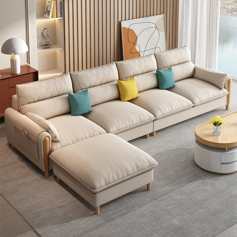 Modern Linen Sofa Cream Sectional with Removable Cushions for Apartment 118"L x 57"W x 35.5"H Clearhalo 'furn' 'furn_sectionals' 'Furniture' 'furniture_sectionals' 'Living Room Furniture' 'Sectionals' 4919131