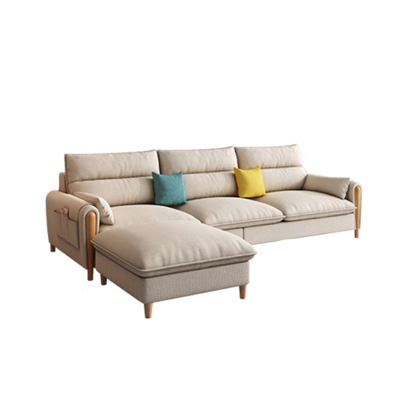 Modern Linen Sofa Cream Sectional with Removable Cushions for Apartment 83"L x 57"W x 35"H Clearhalo 'furn' 'furn_sectionals' 'Furniture' 'furniture_sectionals' 'Living Room Furniture' 'Sectionals' 4919133
