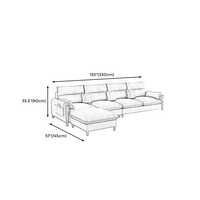 Modern Linen Sofa Cream Sectional with Removable Cushions for Apartment Clearhalo 'furn' 'furn_sectionals' 'Furniture' 'furniture_sectionals' 'Living Room Furniture' 'Sectionals' 4919142