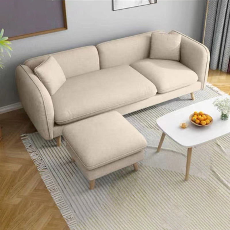 Linen Blend Tight Back Straight Arm Sectional with Slipcovered for Living Room Off-White Clearhalo 'furn' 'furn_sectionals' 'Furniture' 'furniture_sectionals' 'Living Room Furniture' 'Sectionals' 4919147