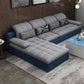 Farmhouse Pillow Top Arm Sectional Tufted Back Sofa and Chaise Cotton Blend Dark Blue Light Grey Clearhalo 'furn' 'furn_sectionals' 'Furniture' 'furniture_sectionals' 'Living Room Furniture' 'Sectionals' 4919159