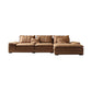 Modern Faux Leather Sectional Tan Cushion Back Sofa for Living Room 134"L x 35"W x 35"H Clearhalo 'furn' 'furn_sectionals' 'Furniture' 'furniture_sectionals' 'Living Room Furniture' 'Sectionals' 4919167