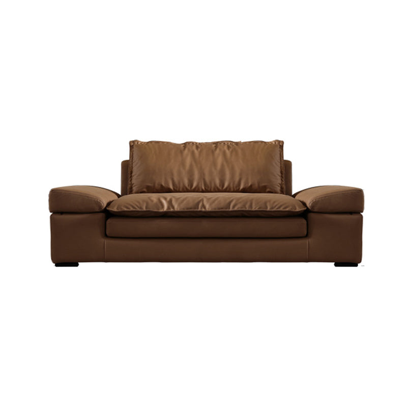 Modern Faux Leather Sectional Tan Cushion Back Sofa for Living Room 71"L x 47"W x 35"H Latex Clearhalo 'furn' 'furn_sectionals' 'Furniture' 'furniture_sectionals' 'Living Room Furniture' 'Sectionals' 4919171