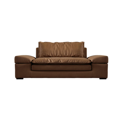 Modern Faux Leather Sectional Tan Cushion Back Sofa for Living Room 71"L x 47"W x 35"H Latex Clearhalo 'furn' 'furn_sectionals' 'Furniture' 'furniture_sectionals' 'Living Room Furniture' 'Sectionals' 4919171