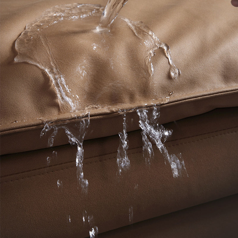 Modern Faux Leather Sectional Tan Cushion Back Sofa for Living Room Clearhalo 'furn' 'furn_sectionals' 'Furniture' 'furniture_sectionals' 'Living Room Furniture' 'Sectionals' 4919176