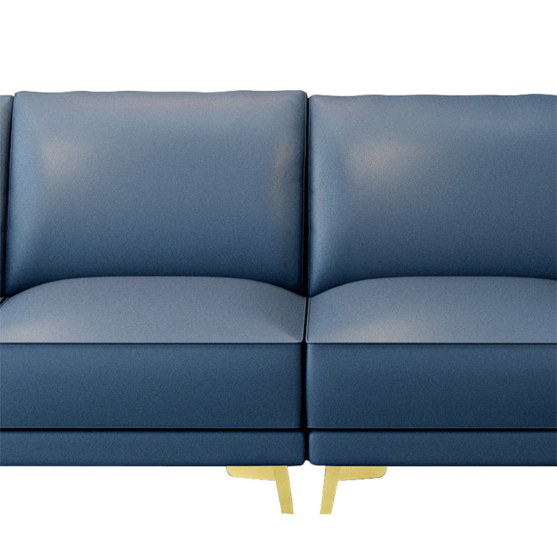 Modern Genuine Leather Sectional Square Arm Sofa with Removable Cushions Clearhalo 'furn' 'furn_sectionals' 'Furniture' 'furniture_sectionals' 'Living Room Furniture' 'Sectionals' 4919193