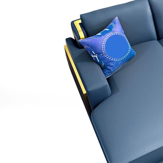 Modern Genuine Leather Sectional Square Arm Sofa with Removable Cushions Clearhalo 'furn' 'furn_sectionals' 'Furniture' 'furniture_sectionals' 'Living Room Furniture' 'Sectionals' 4919194