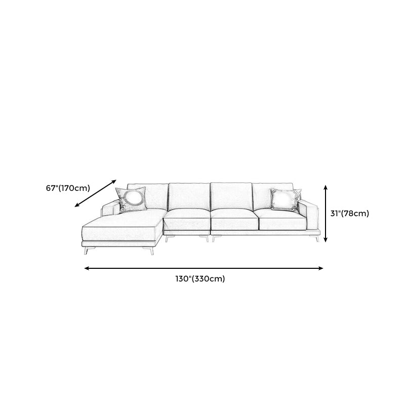 Modern Genuine Leather Sectional Square Arm Sofa with Removable Cushions Clearhalo 'furn' 'furn_sectionals' 'Furniture' 'furniture_sectionals' 'Living Room Furniture' 'Sectionals' 4919197