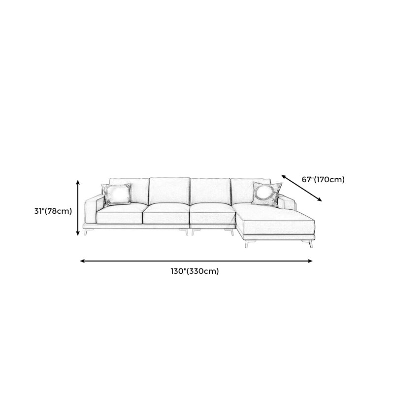 Modern Genuine Leather Sectional Square Arm Sofa with Removable Cushions Clearhalo 'furn' 'furn_sectionals' 'Furniture' 'furniture_sectionals' 'Living Room Furniture' 'Sectionals' 4919199