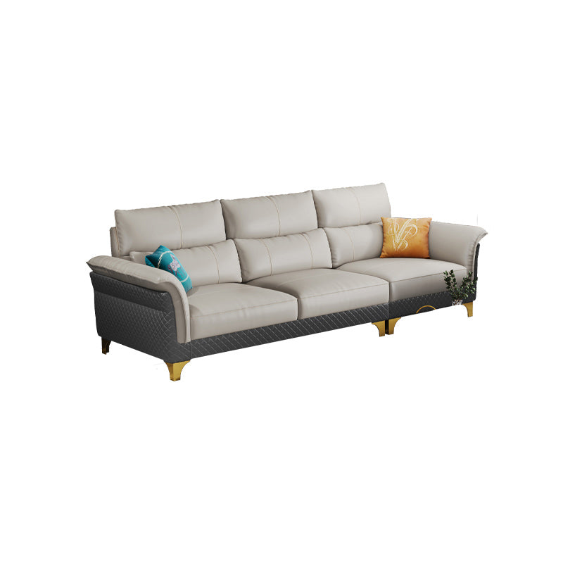 Contemporary Grey Sectional High Back Pillow Top Arm Sofa for Living Room 102"L x 37"W x 38"H Clearhalo 'furn' 'furn_sectionals' 'Furniture' 'furniture_sectionals' 'Living Room Furniture' 'Sectionals' 4919201