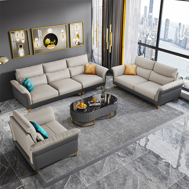 Contemporary Grey Sectional High Back Pillow Top Arm Sofa for Living Room Clearhalo 'furn' 'furn_sectionals' 'Furniture' 'furniture_sectionals' 'Living Room Furniture' 'Sectionals' 4919203