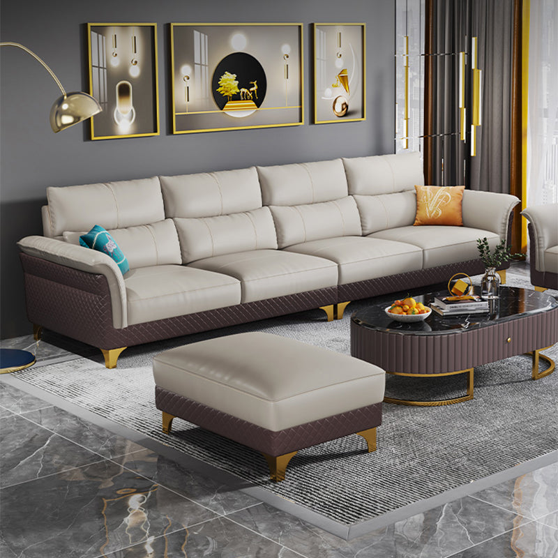 Contemporary Grey Sectional High Back Pillow Top Arm Sofa for Living Room 134"L x 63"W x 38"H Nappa Clearhalo 'furn' 'furn_sectionals' 'Furniture' 'furniture_sectionals' 'Living Room Furniture' 'Sectionals' 4919205