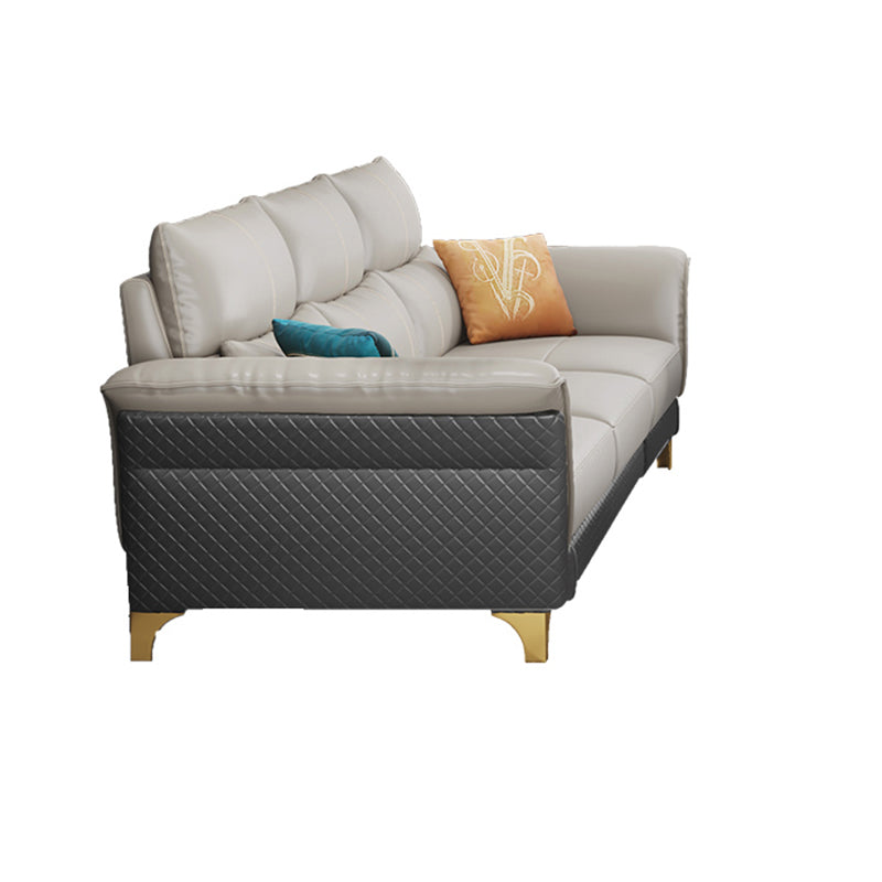 Contemporary Grey Sectional High Back Pillow Top Arm Sofa for Living Room 83"L x 37"W x 38"H Clearhalo 'furn' 'furn_sectionals' 'Furniture' 'furniture_sectionals' 'Living Room Furniture' 'Sectionals' 4919206