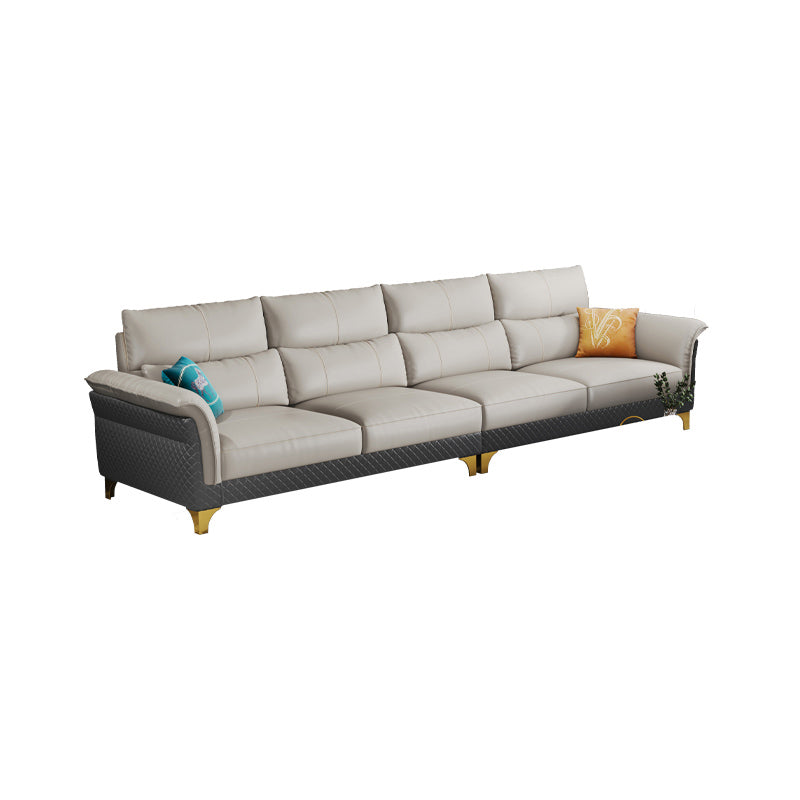 Contemporary Grey Sectional High Back Pillow Top Arm Sofa for Living Room 134"L x 37"W x 38"H Nappa Clearhalo 'furn' 'furn_sectionals' 'Furniture' 'furniture_sectionals' 'Living Room Furniture' 'Sectionals' 4919208