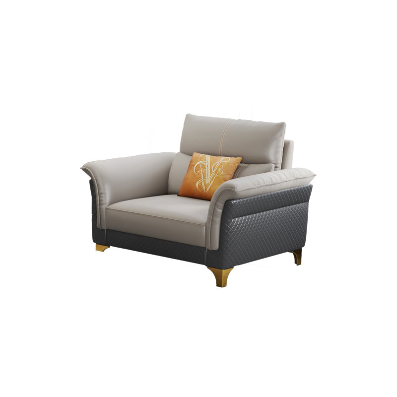 Contemporary Grey Sectional High Back Pillow Top Arm Sofa for Living Room 41"L x 38"W x 38"H Clearhalo 'furn' 'furn_sectionals' 'Furniture' 'furniture_sectionals' 'Living Room Furniture' 'Sectionals' 4919209