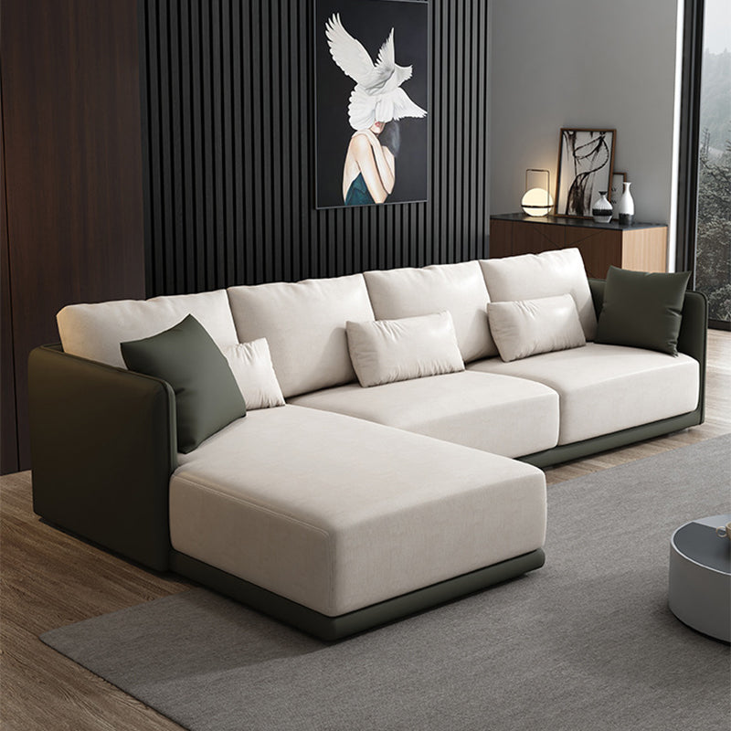 Faux Leather Sectional Square Arm Cushion Back Sofa for Living Room 122"L x 71"W x 31.5"H Clearhalo 'furn' 'furn_sectionals' 'Furniture' 'furniture_sectionals' 'Living Room Furniture' 'Sectionals' 4919222