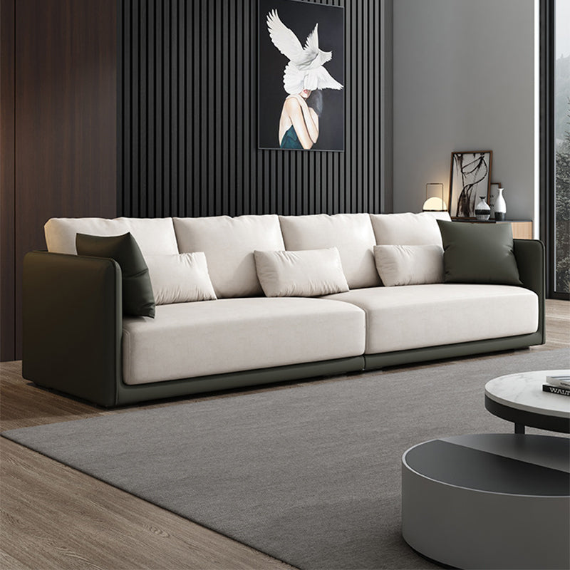 Faux Leather Sectional Square Arm Cushion Back Sofa for Living Room 110"L x 37"W x 31.5"H Clearhalo 'furn' 'furn_sectionals' 'Furniture' 'furniture_sectionals' 'Living Room Furniture' 'Sectionals' 4919223