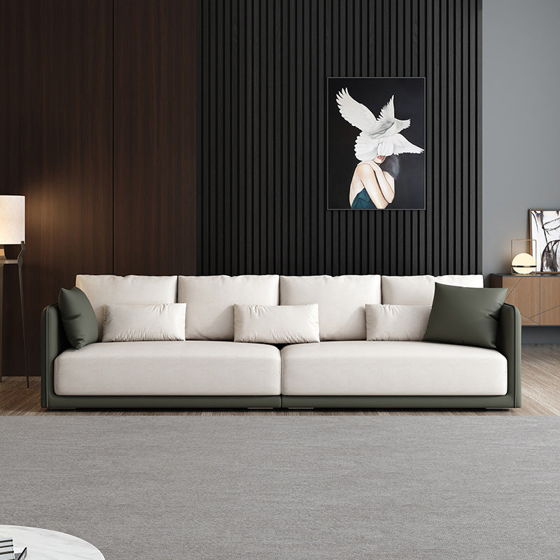 Faux Leather Sectional Square Arm Cushion Back Sofa for Living Room 83"L x 37"W x 31.5"H Clearhalo 'furn' 'furn_sectionals' 'Furniture' 'furniture_sectionals' 'Living Room Furniture' 'Sectionals' 4919226