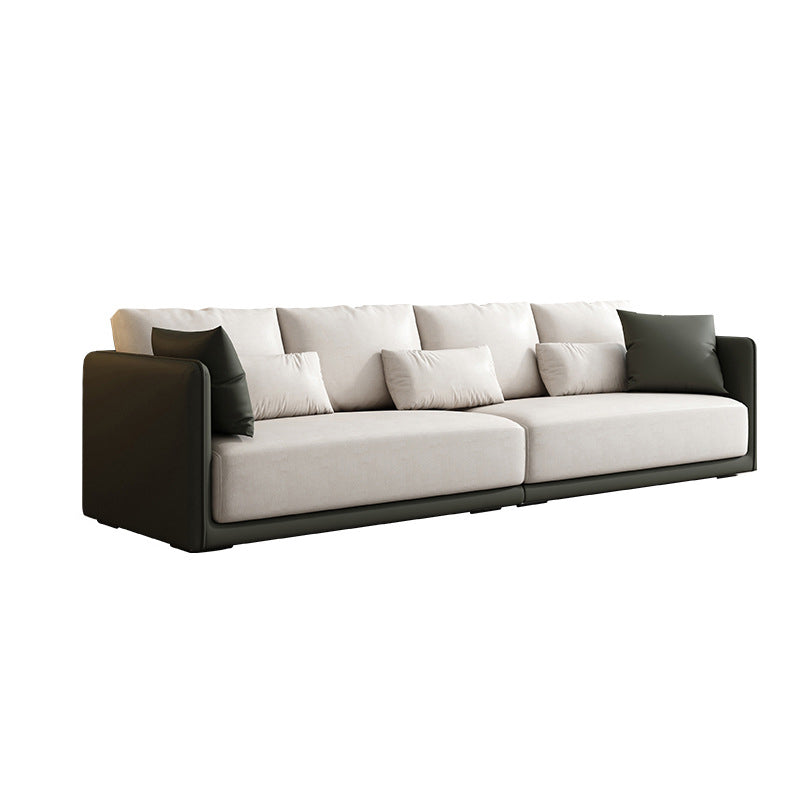 Faux Leather Sectional Square Arm Cushion Back Sofa for Living Room 66"L x 37"W x 31"H Clearhalo 'furn' 'furn_sectionals' 'Furniture' 'furniture_sectionals' 'Living Room Furniture' 'Sectionals' 4919227