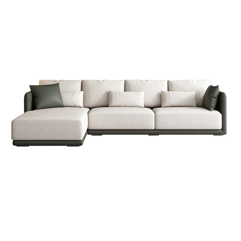 Faux Leather Sectional Square Arm Cushion Back Sofa for Living Room Clearhalo 'furn' 'furn_sectionals' 'Furniture' 'furniture_sectionals' 'Living Room Furniture' 'Sectionals' 4919230