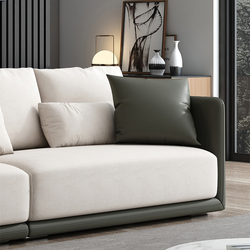 Faux Leather Sectional Square Arm Cushion Back Sofa for Living Room Clearhalo 'furn' 'furn_sectionals' 'Furniture' 'furniture_sectionals' 'Living Room Furniture' 'Sectionals' 4919231