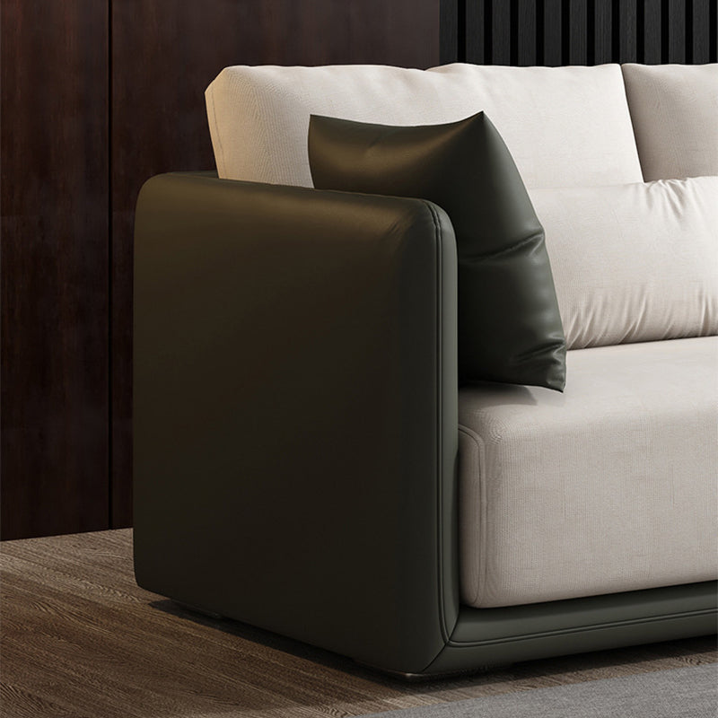 Faux Leather Sectional Square Arm Cushion Back Sofa for Living Room Clearhalo 'furn' 'furn_sectionals' 'Furniture' 'furniture_sectionals' 'Living Room Furniture' 'Sectionals' 4919232