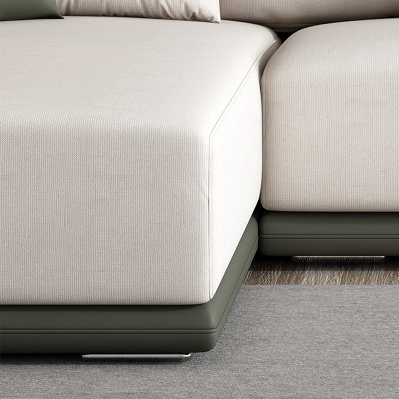 Faux Leather Sectional Square Arm Cushion Back Sofa for Living Room Clearhalo 'furn' 'furn_sectionals' 'Furniture' 'furniture_sectionals' 'Living Room Furniture' 'Sectionals' 4919233