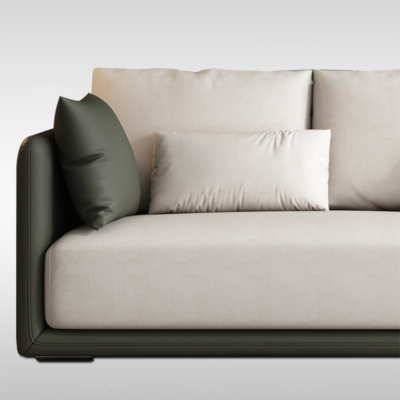 Faux Leather Sectional Square Arm Cushion Back Sofa for Living Room Clearhalo 'furn' 'furn_sectionals' 'Furniture' 'furniture_sectionals' 'Living Room Furniture' 'Sectionals' 4919234