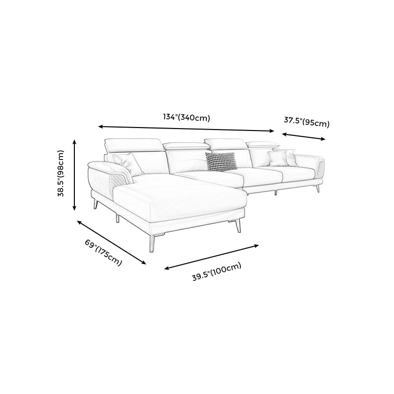 L-Shape Faux Leather Slipcovered Sofa Stain-Resistant Sectional and Chaise for 4 People Clearhalo 'furn' 'furn_sectionals' 'Furniture' 'furniture_sectionals' 'Living Room Furniture' 'Sectionals' 4919254