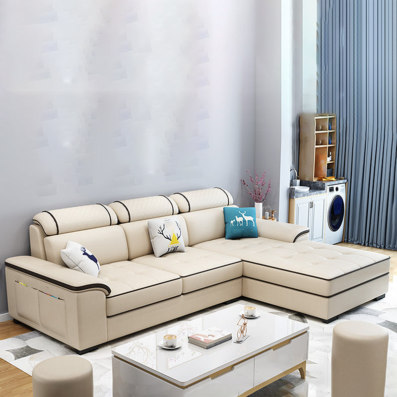 Pillow Top Arm Sofa and Chaise Cushions Back Sectionals with Storage 104"L x 71"W x 39"H Faux Leather Clearhalo 'furn' 'furn_sectionals' 'Furniture' 'furniture_sectionals' 'Living Room Furniture' 'Sectionals' 4919258