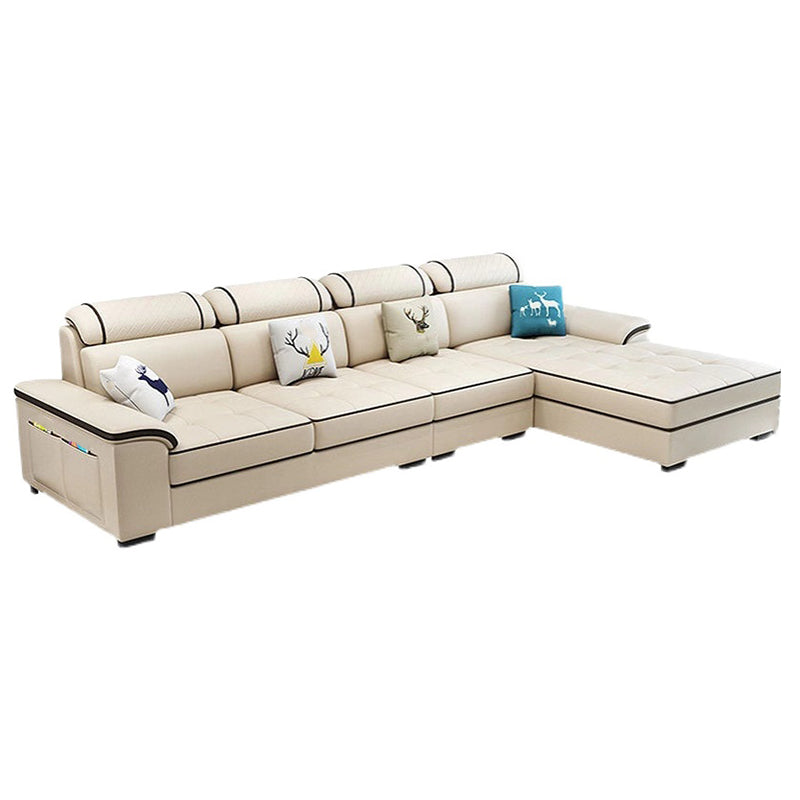 Pillow Top Arm Sofa and Chaise Cushions Back Sectionals with Storage 133"L x 71"W x 39"H Cotton Blend Sponge Clearhalo 'furn' 'furn_sectionals' 'Furniture' 'furniture_sectionals' 'Living Room Furniture' 'Sectionals' 4919260