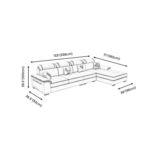 Pillow Top Arm Sofa and Chaise Cushions Back Sectionals with Storage Clearhalo 'furn' 'furn_sectionals' 'Furniture' 'furniture_sectionals' 'Living Room Furniture' 'Sectionals' 4919266