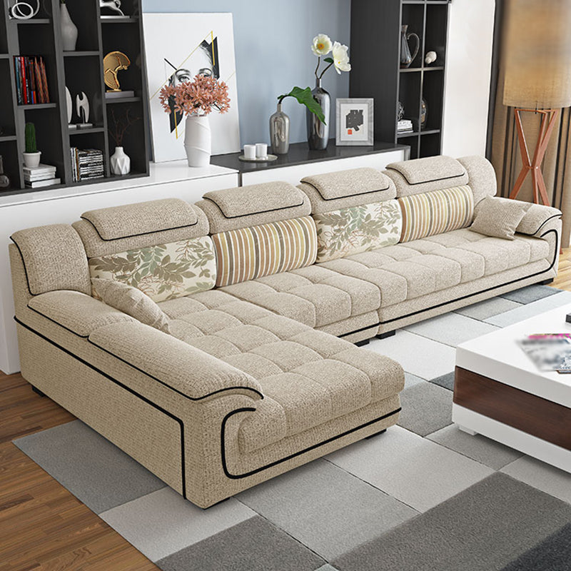 140.94"L x 68.5"W x 33.46"H Pillow Top Arm Sofa and Chaise Cushion Back Sectionals Khaki Left Clearhalo 'furn' 'furn_sectionals' 'Furniture' 'furniture_sectionals' 'Living Room Furniture' 'Sectionals' 4919270