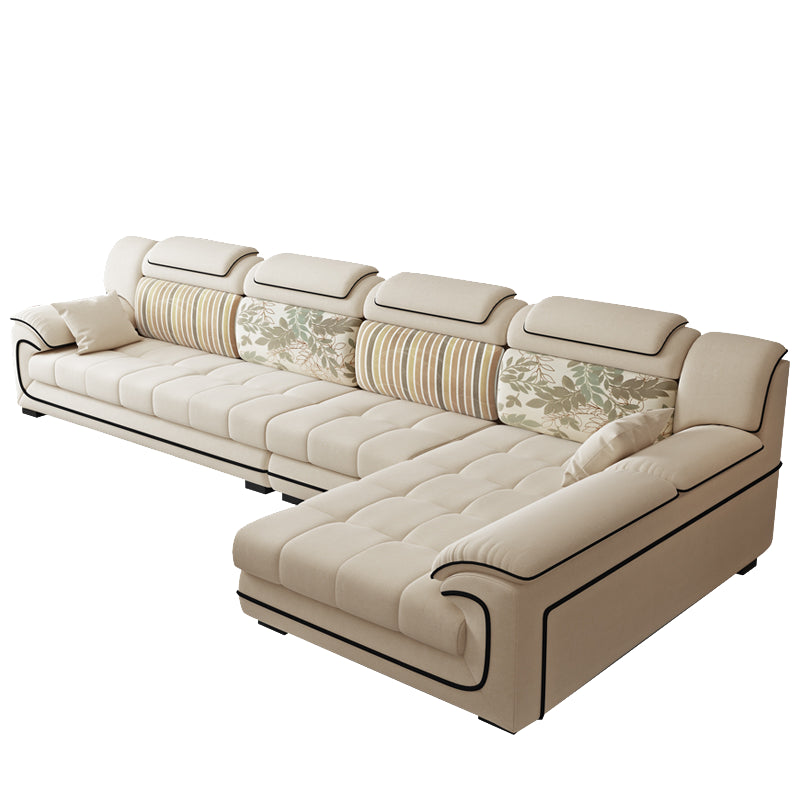 140.94"L x 68.5"W x 33.46"H Pillow Top Arm Sofa and Chaise Cushion Back Sectionals Khaki Right Sponge Clearhalo 'furn' 'furn_sectionals' 'Furniture' 'furniture_sectionals' 'Living Room Furniture' 'Sectionals' 4919275