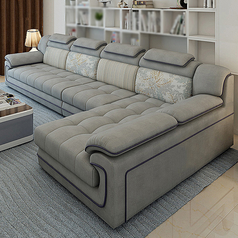 140.94"L x 68.5"W x 33.46"H Pillow Top Arm Sofa and Chaise Cushion Back Sectionals Dark Gray Right Clearhalo 'furn' 'furn_sectionals' 'Furniture' 'furniture_sectionals' 'Living Room Furniture' 'Sectionals' 4919277