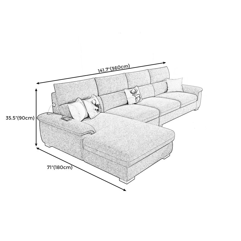 35.43"High Pillow Top Arm Sectional Slipcovered Sofa with Cushion Back Clearhalo 'furn' 'furn_sectionals' 'Furniture' 'furniture_sectionals' 'Living Room Furniture' 'Sectionals' 4919306