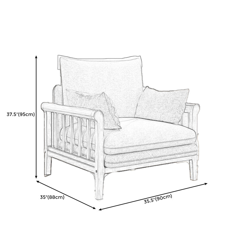 Rustic 37.4"High Cotton-Blend Sectional Pillow Back Sofa with Solid Wood Legs , Beige Clearhalo 'furn' 'furn_sectionals' 'Furniture' 'furniture_sectionals' 'Living Room Furniture' 'Sectionals' 4919317